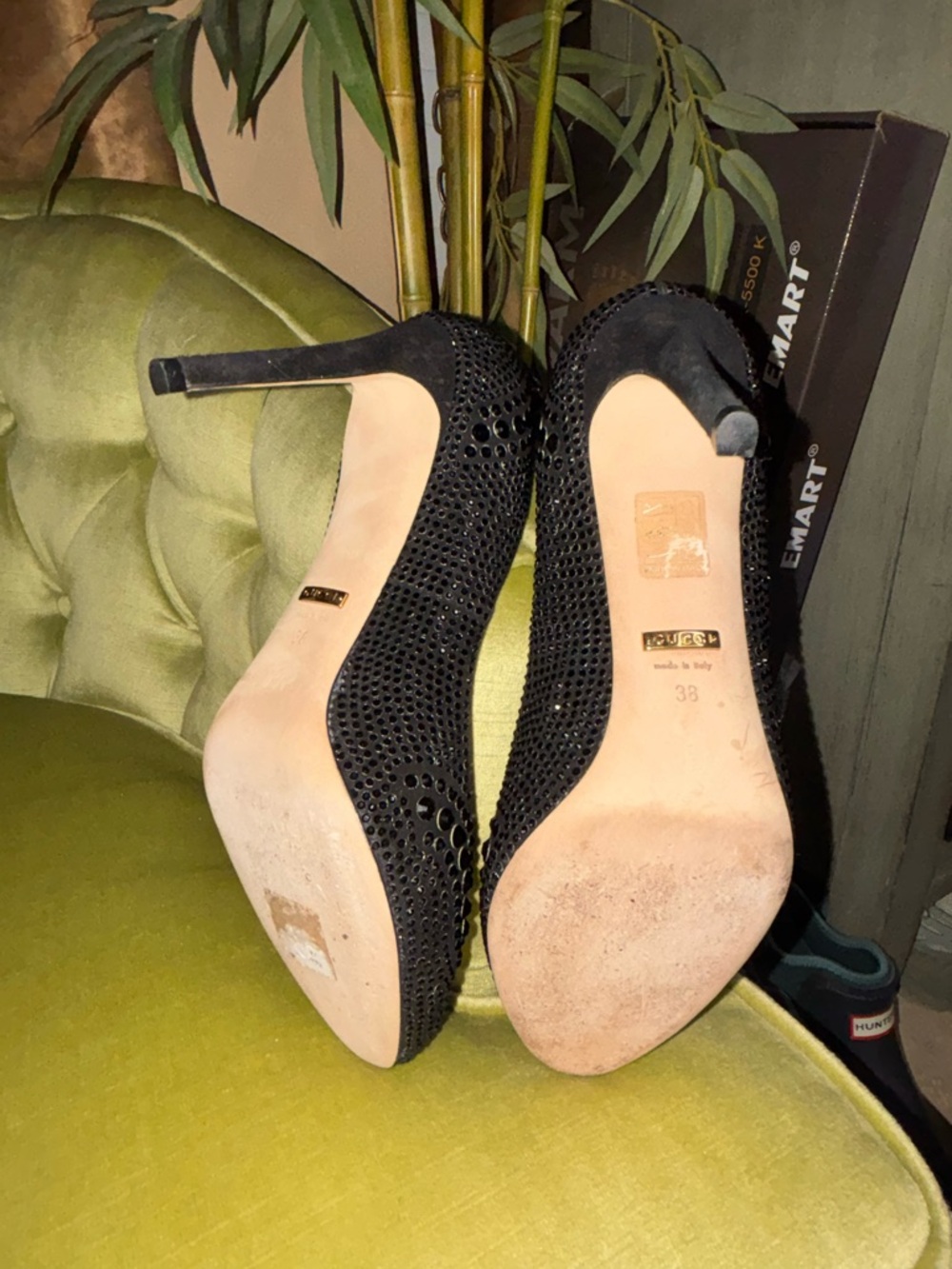 Gucci Studs Pumps 38 Ladies' Black 338727 Rhinestone - Picture 9 of 12